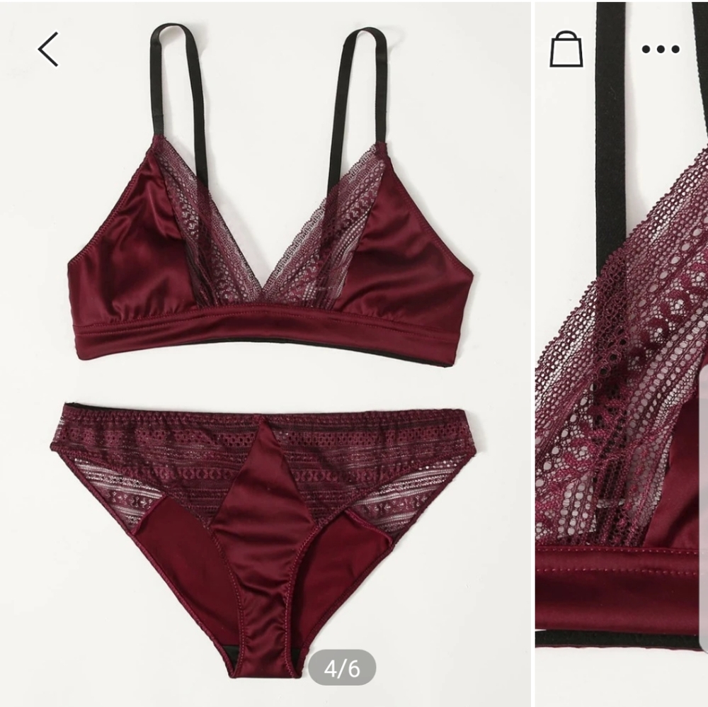 Burgendy lace lingerie set size Small
